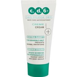 Tube einer Hautpflege-Creme gegen Schweiß und Körpergeruch für sensible Haut.