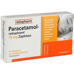 Packung Paracetamol-Zäpfchen für Säuglinge ab 3 kg zur Behandlung von Schmerzen und Fieber.