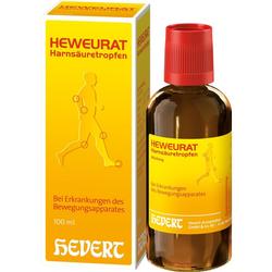 Eine Flasche und eine Packung mit Harnsäuretropfen für Bewegungsapparaterkrankungen.